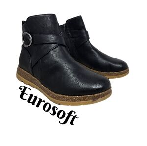 Eurosoft By Sofft Laelia Womens Ankle Boot Sz 9.5M Black Faux Leather Everyday